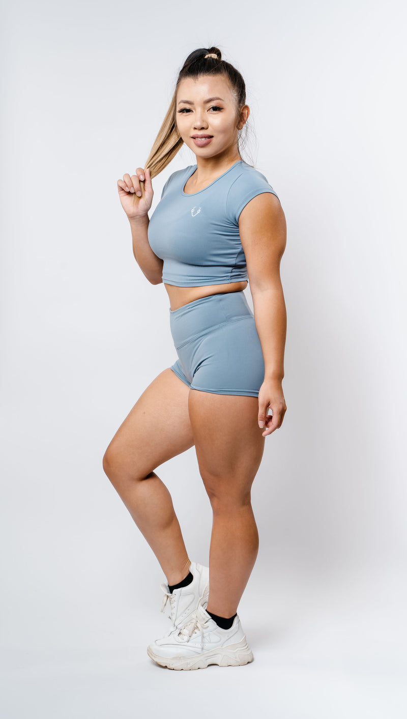 Slay Scrunch Shorts - Ocean Blue – Quaddess Apparel