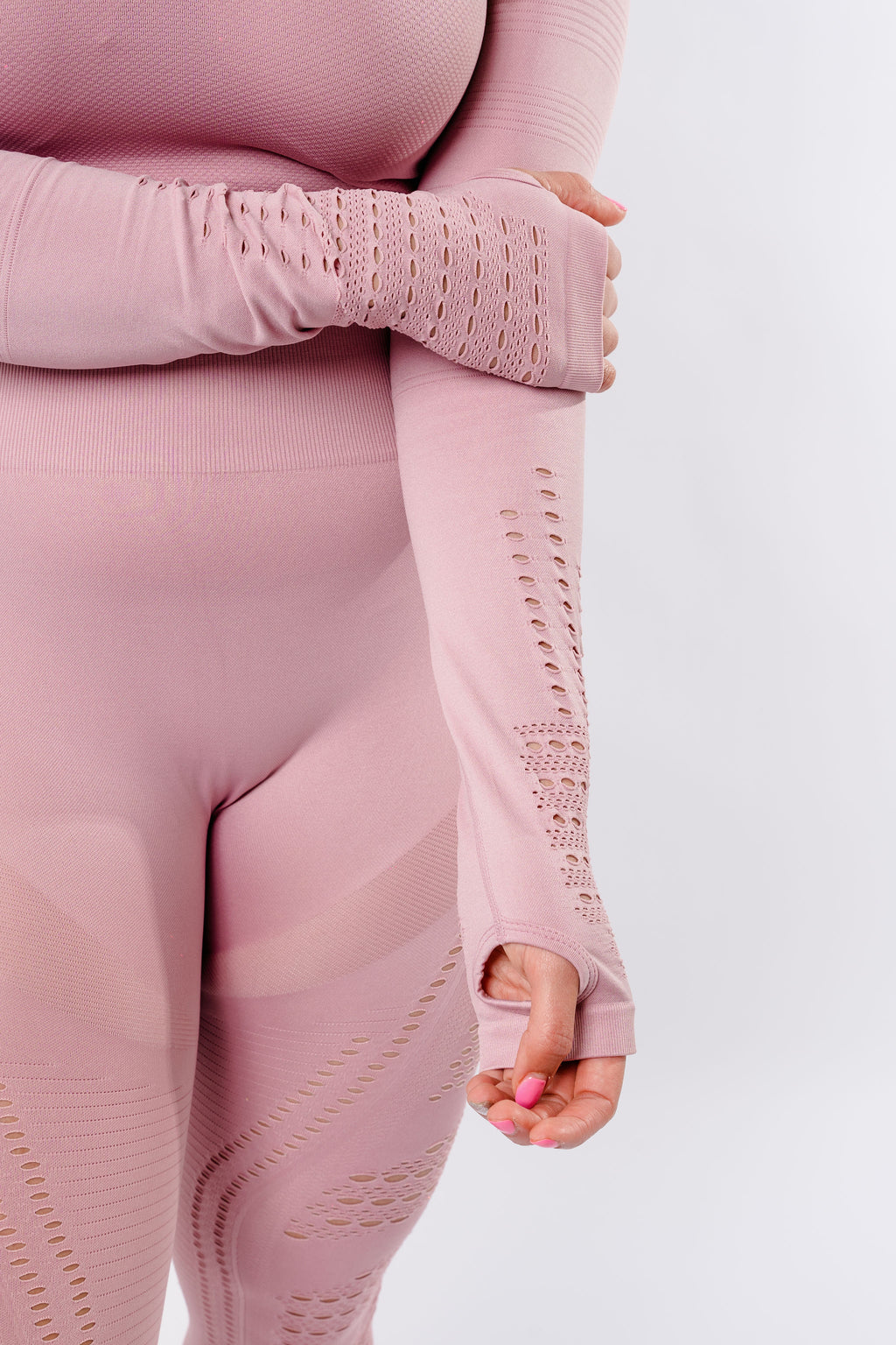 Sass Long Sleeve Crop Top - Blush Pink