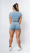 Slay Scrunch Shorts - Ocean Blue