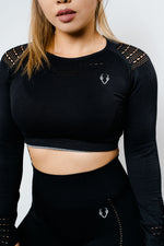 Sass Long Sleeve Crop Top - Black