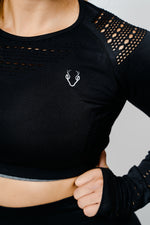 Sass Long Sleeve Crop Top - Black