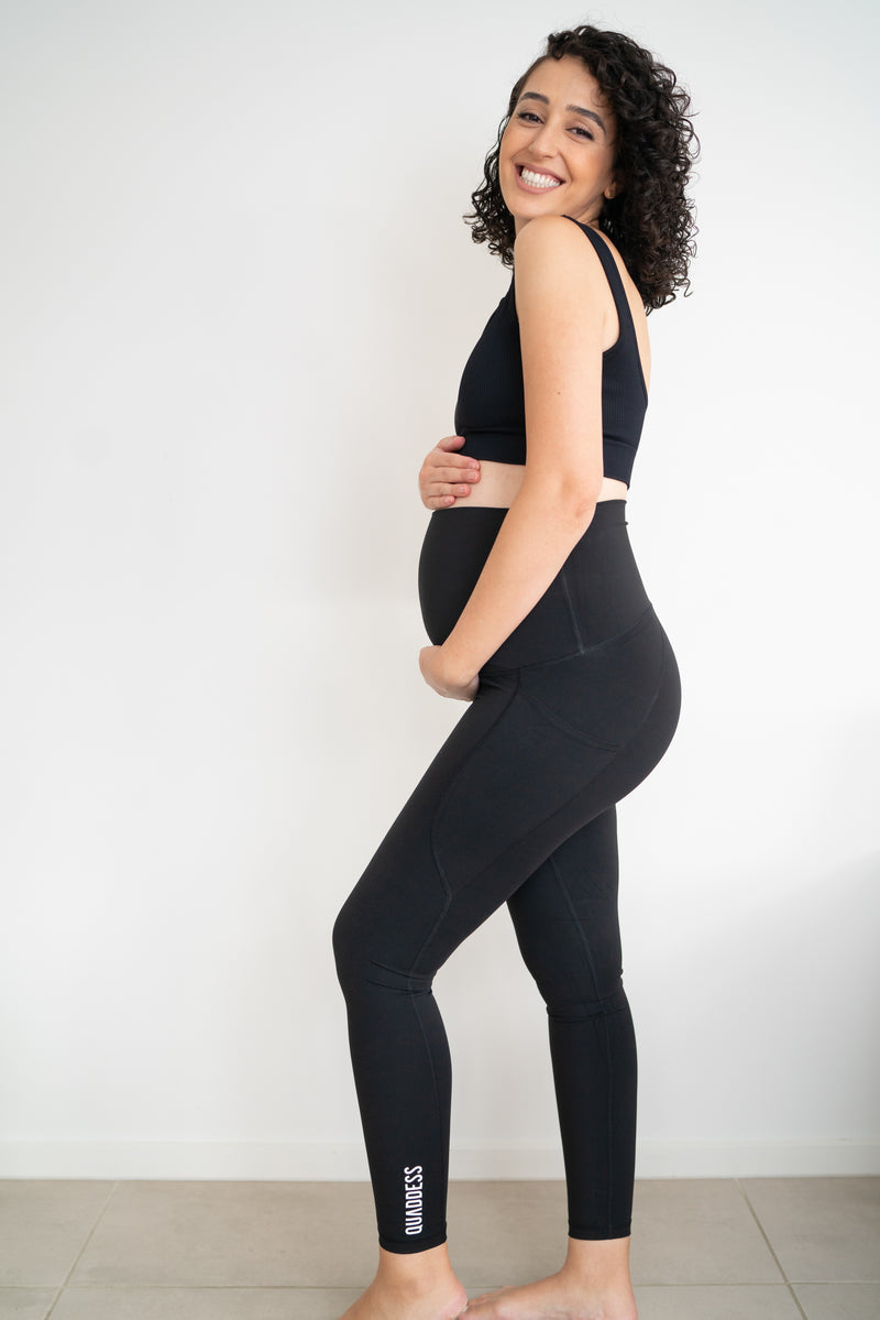 Maternity Leggings with Pockets - Black