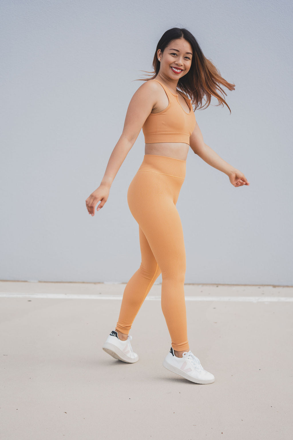 RIBBED LEGGINGS - Caramel