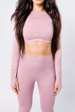 Sass Long Sleeve Crop Top - Blush Pink