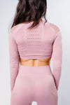 Sass Long Sleeve Crop Top - Blush Pink