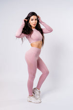 Sass Long Sleeve Crop Top - Blush Pink