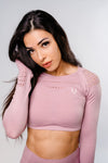 Sass Long Sleeve Crop Top - Blush Pink